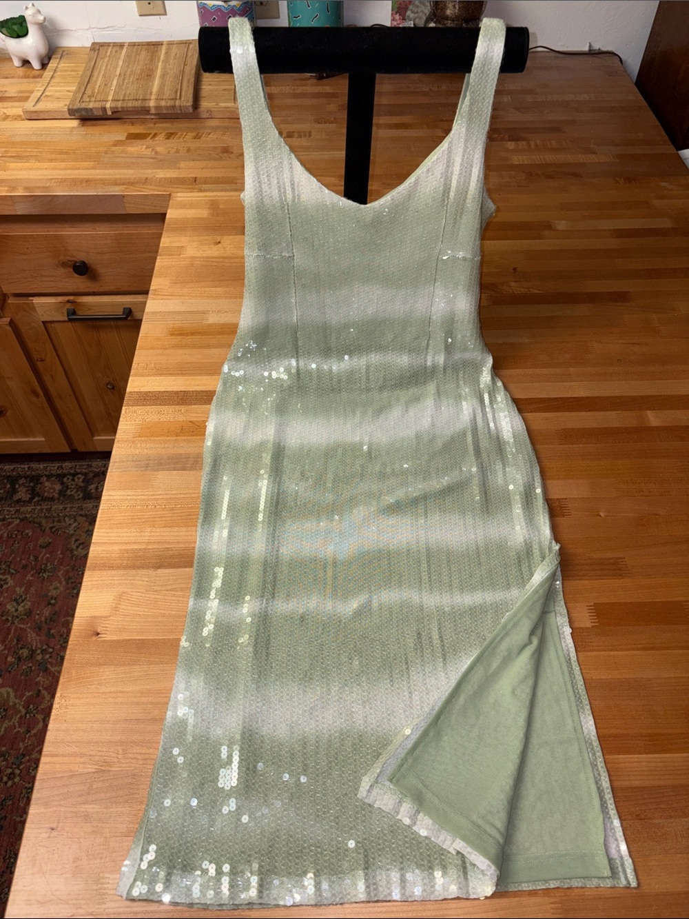 Caroline Constas New York Sleeveless Sequin Dress in Light Mint